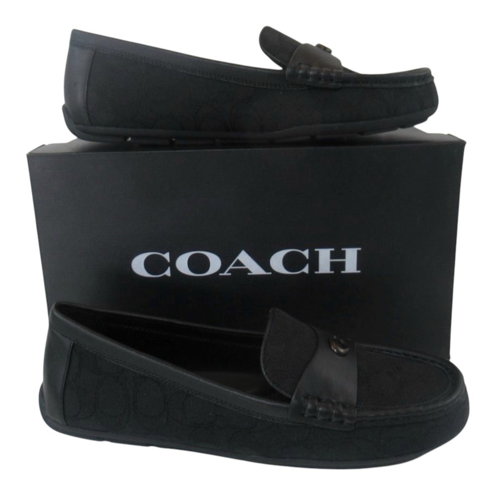 Coach Signature Jacquard Sculpted C Driver loafers Black Size 7 Monogram